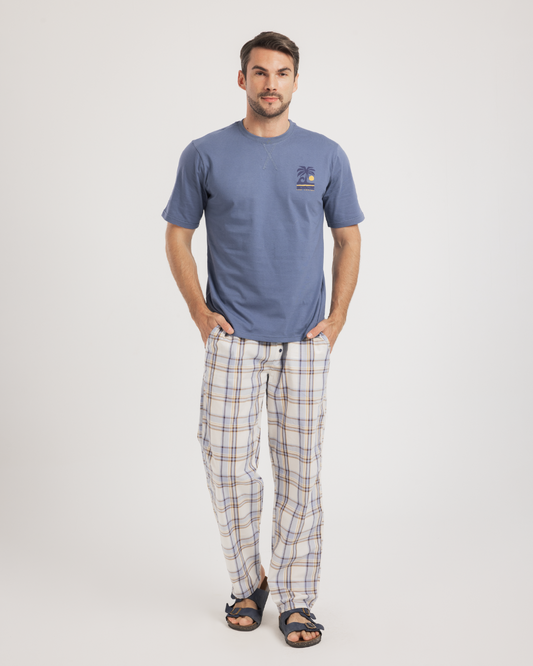 Sun and Palm Tree Men's Half Sleeve Pajamas