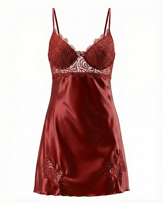 Women's short night-shirt with lace straps