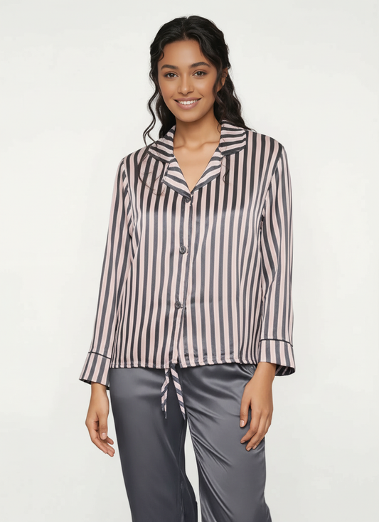 Women's striped pajamas, trouser length