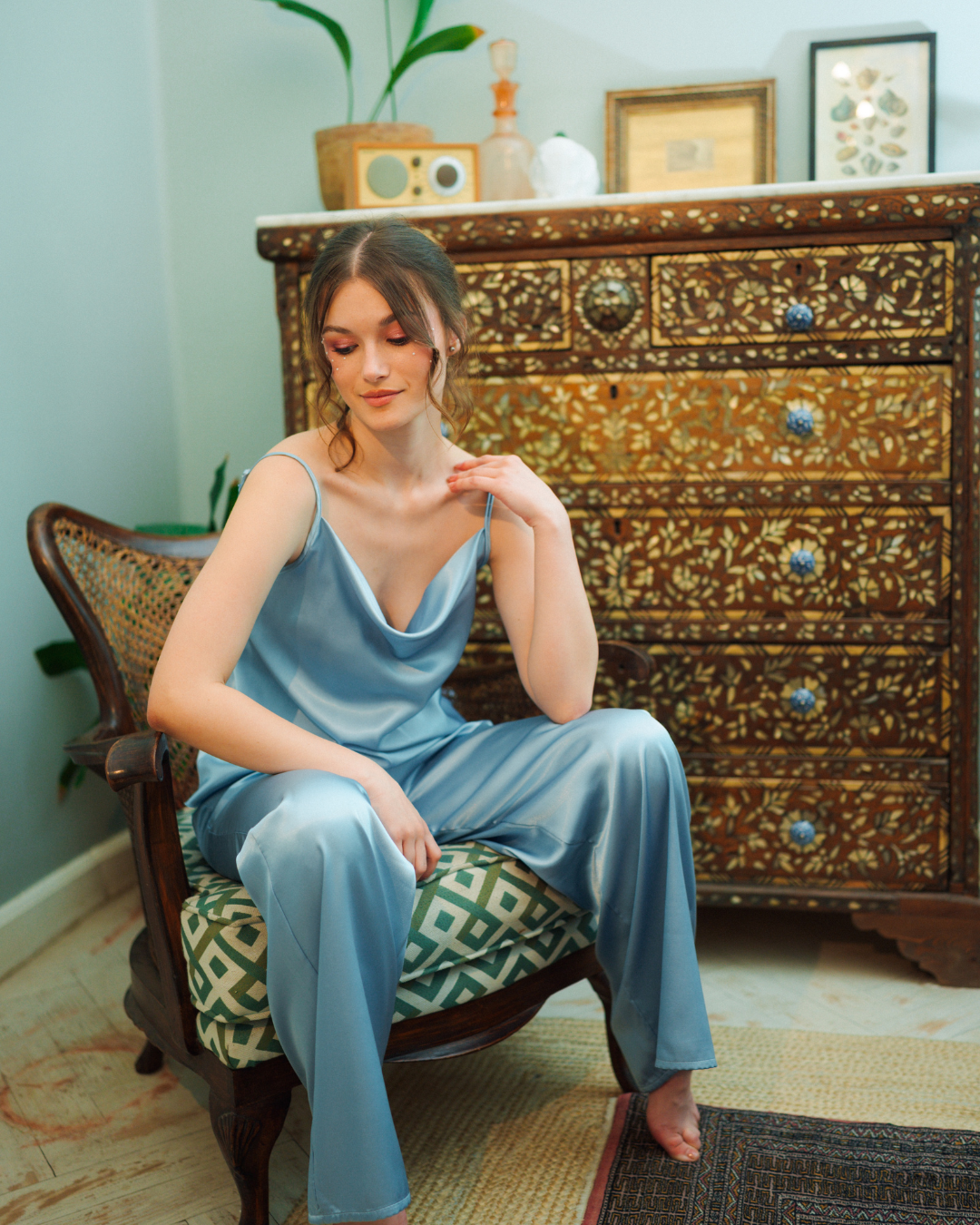 Pajama Pants Satin Straps