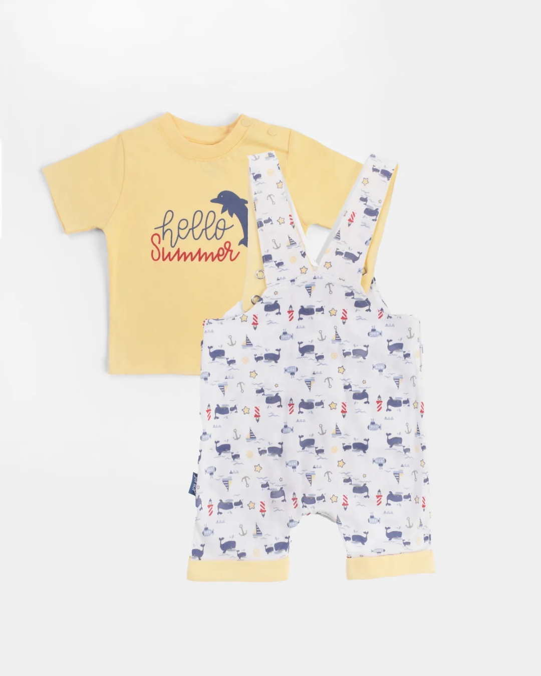Summer Time Boys' Jumpsuit Set, Printed Strap T-Shirt