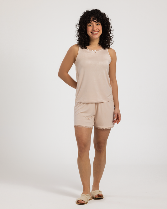 Lace Viscose Lycra Short Pajama in Summer Breeze