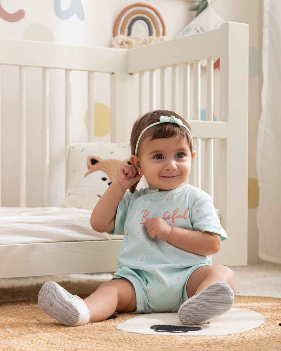 Beautiful half-sleeve girls' jumpsuit