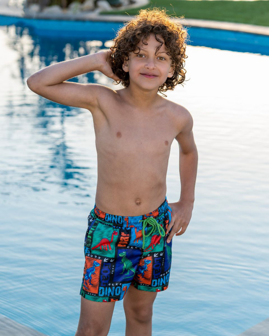 My children's swimsuits are dinosaurs