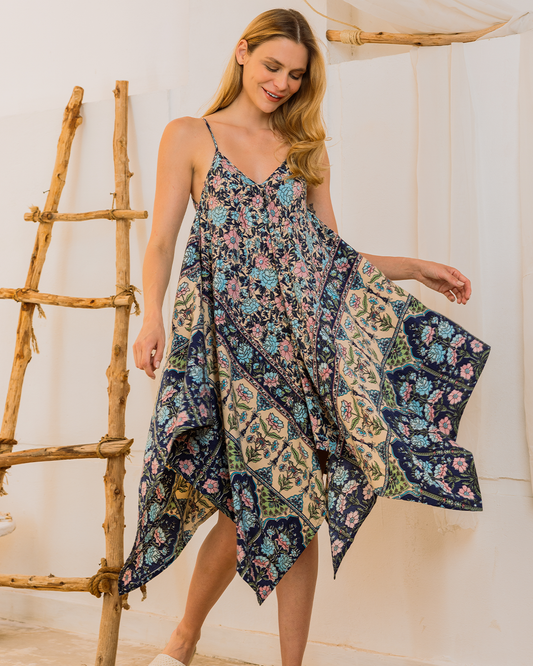 Strapless printed viscose kimono