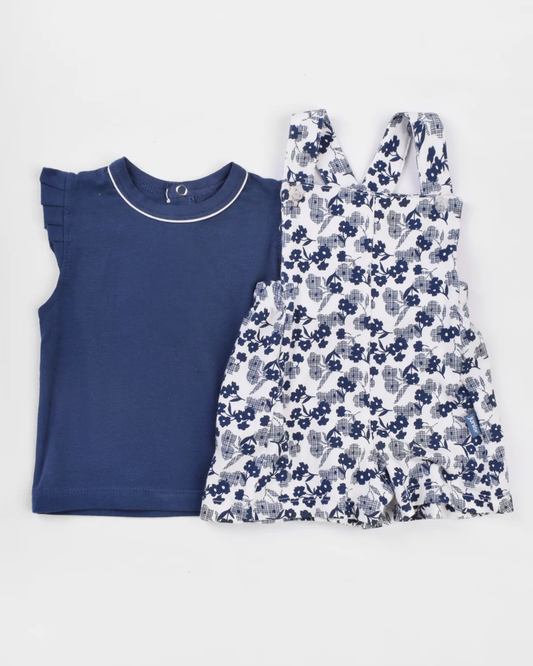 Florie Girls' Suspender Bodysuit and Printed T-Shirt Set