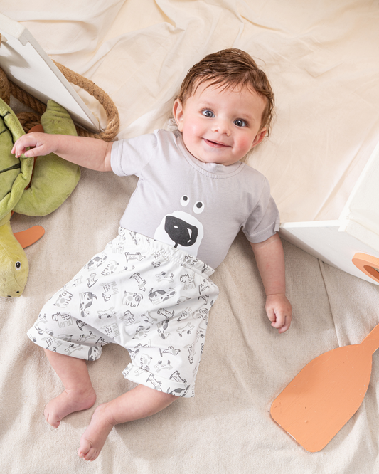 Cute Puppy Face Baby Romper 2 Pieces