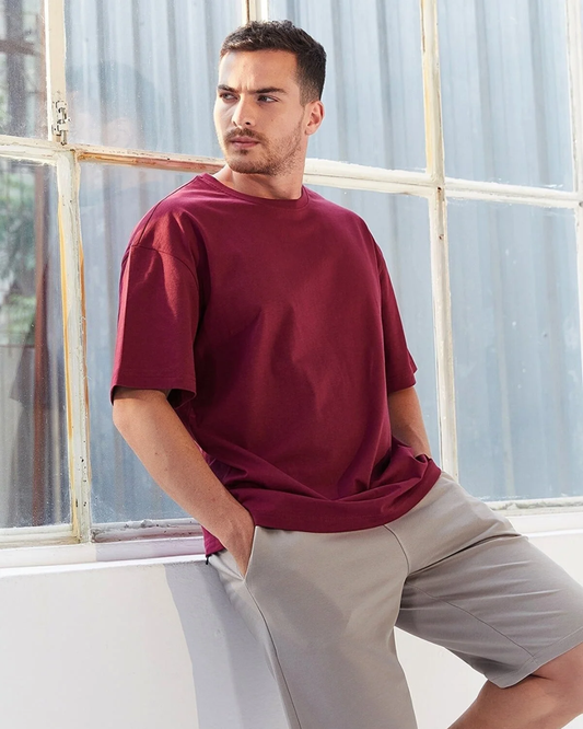 Men's plain Pver-sized T-shirt