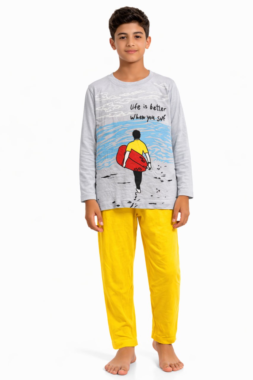 بيجامه قطن خريفي محير اولادي