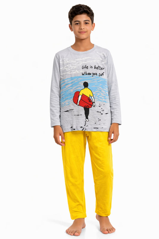 بيجامه قطن خريفي محير اولادي