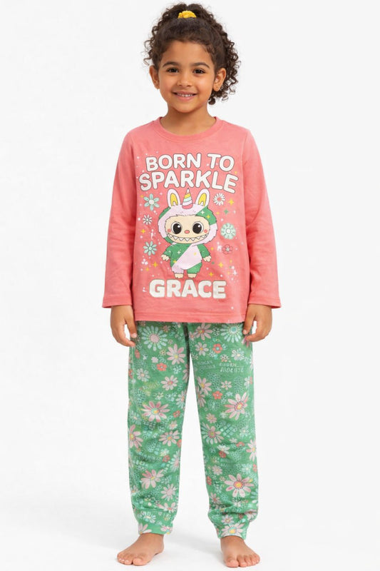 بيجامه قطن وسط بناتي