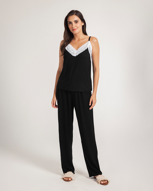 Pajama Pants Viscose with straps and lace