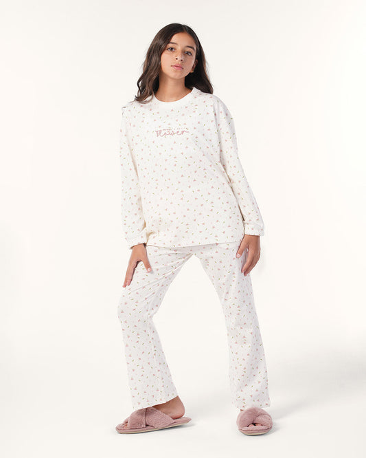 Mommy's flower pajamas with sleeves and pants cotton
