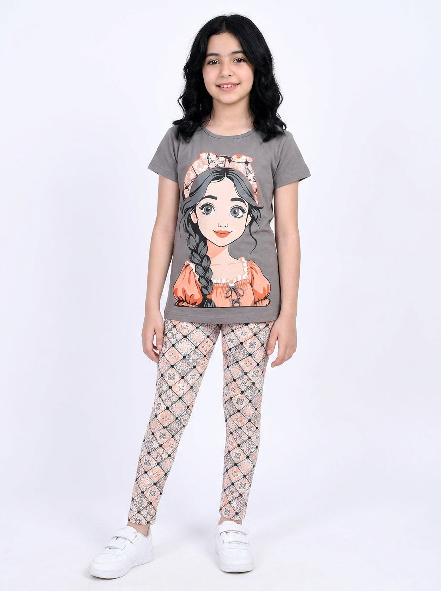 بجامة شورت محير بناتي girl زيبتي - Cotton House Kids Wear