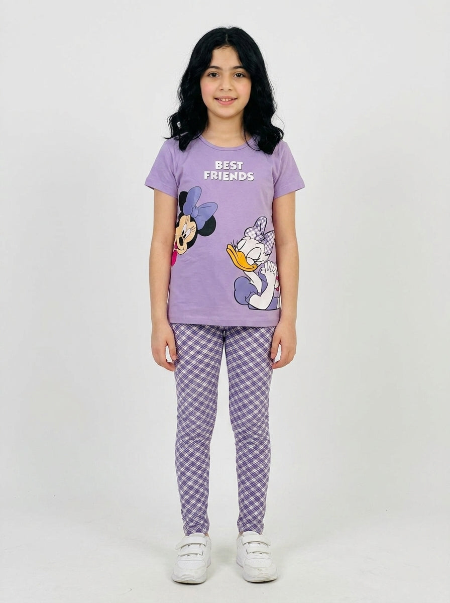 بجامة شورت محير بناتي بطوطة و ميني - Cotton House Kids Wear