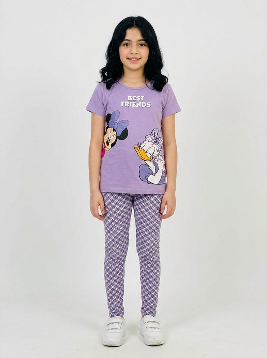 بجامة شورت محير بناتي بطوطة و ميني - Cotton House Kids Wear