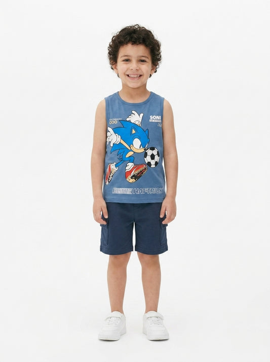 بجامة شورت وسط ولادي سونيك بترولي
