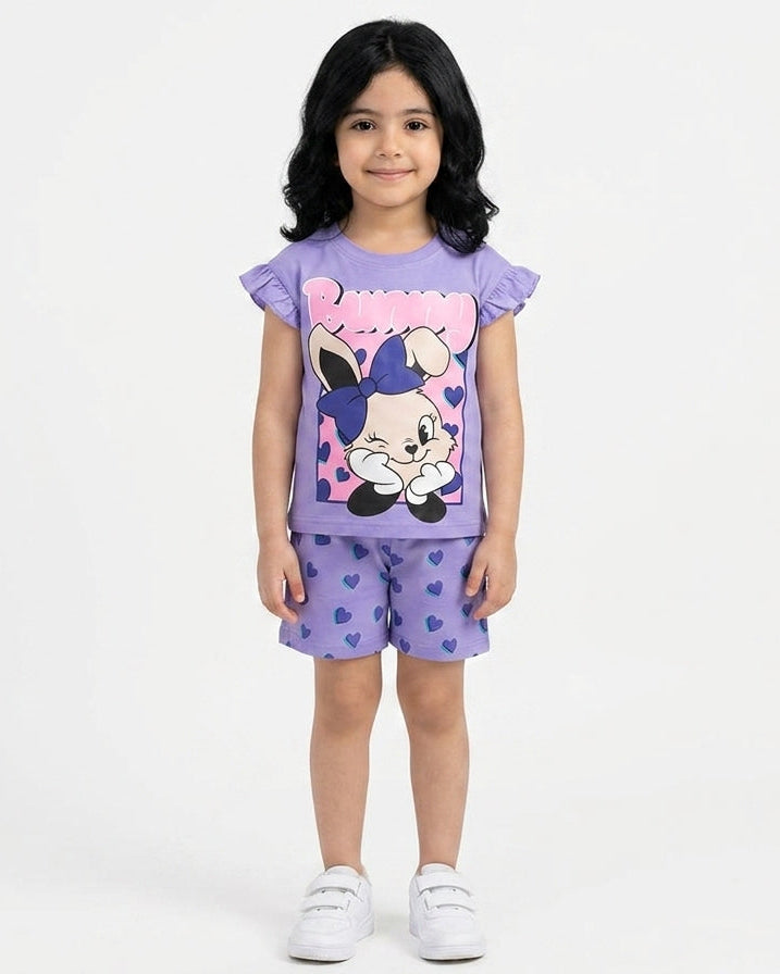 بجامة شورت بناتي وسط bunny