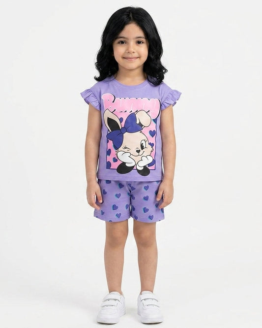 بجامة شورت بناتي وسط bunny