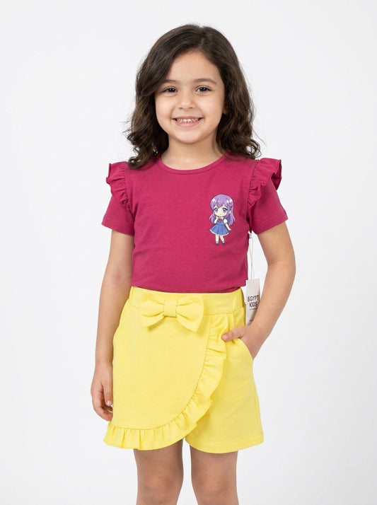 بجامة شورت وسط بناتي girl pink
