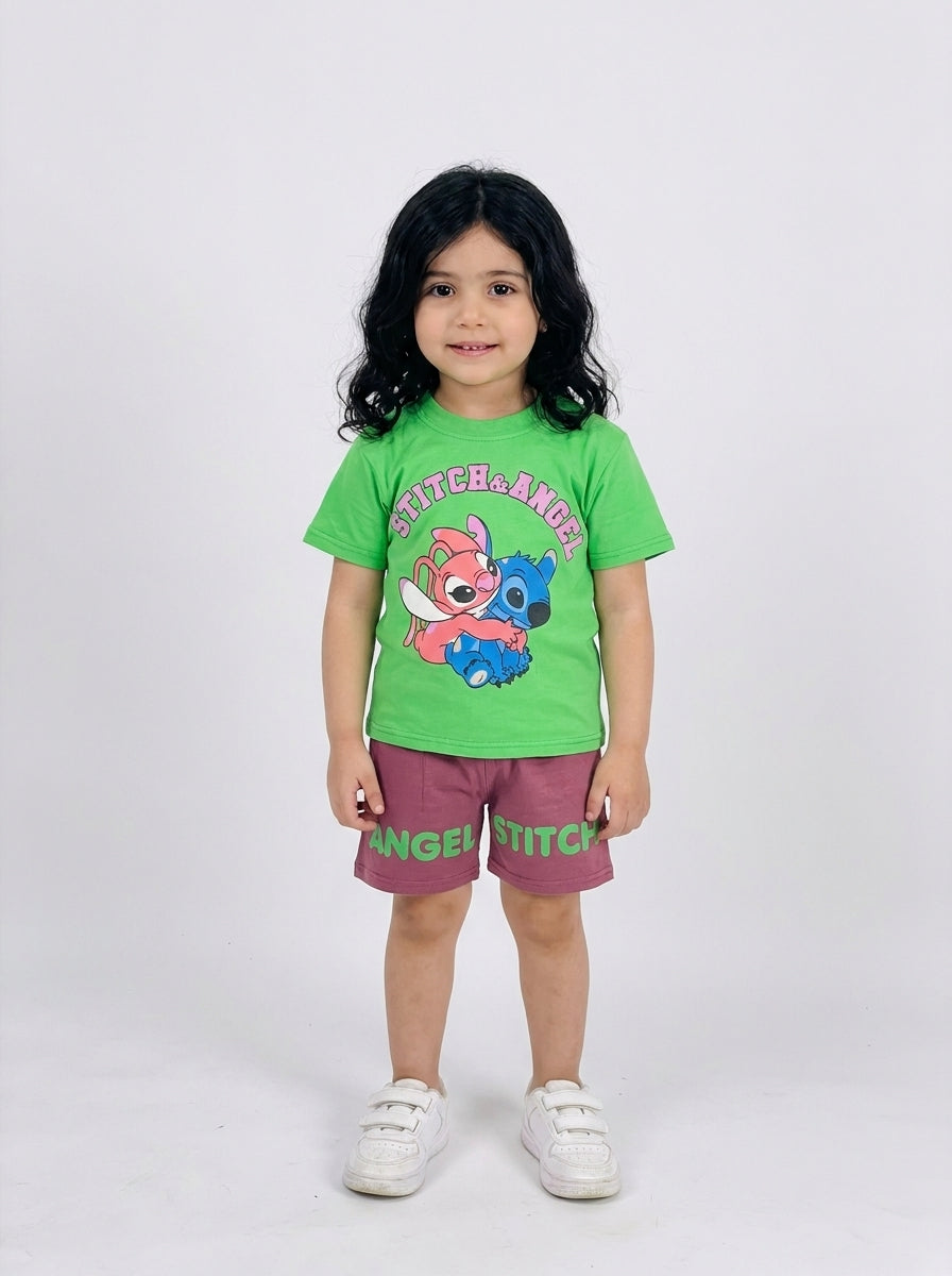 بجامة شورت وسط بناتي ستيتش - Cotton House Kids Wear