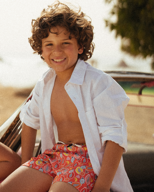 Boys shorts swimsuit with fruit print