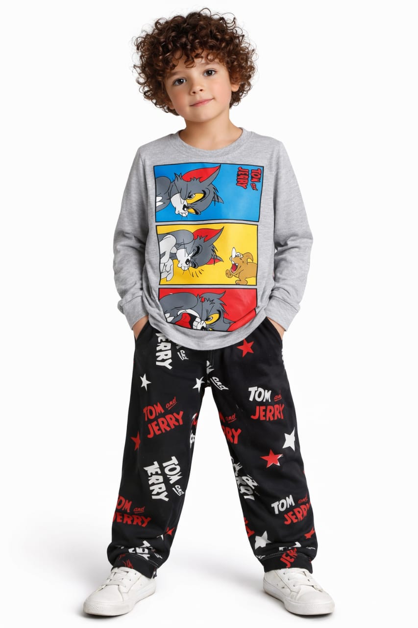 بيجامه قطن خريفي وسط اولادي