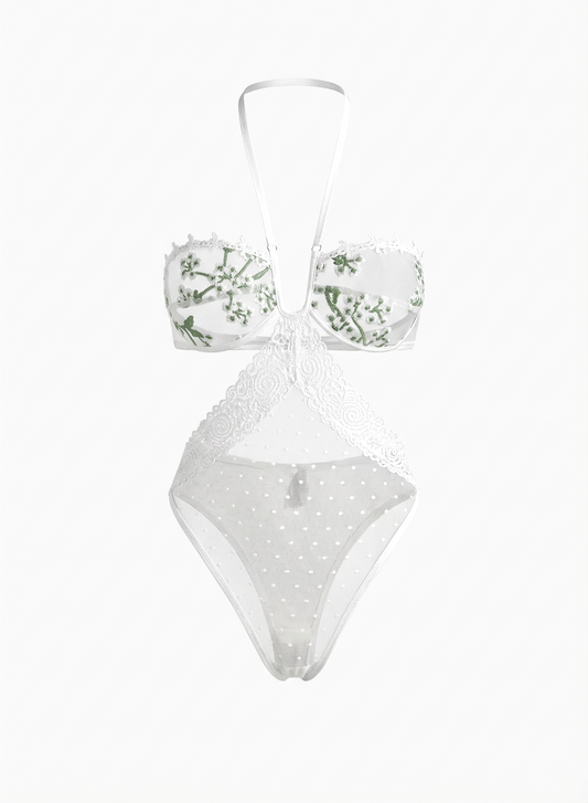 Y Cash Mousseline Deux Pièces Connectées à la Dentelle