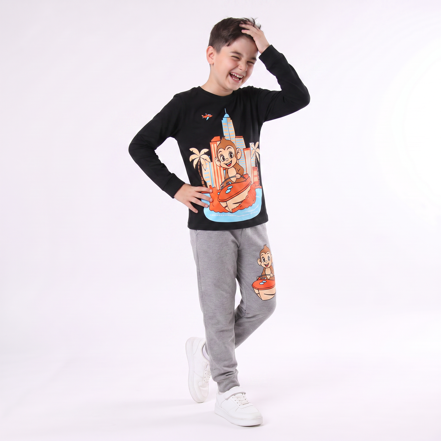 Monkey بيجامه قطن خريفي اولادي